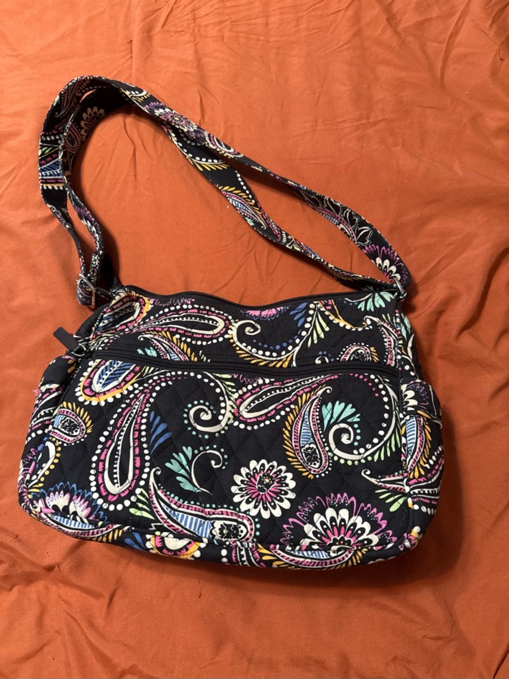 Vera Bradley Black Multicolor Quilted Paisley Crossbody